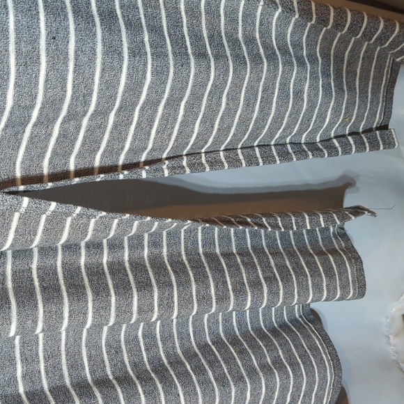 Umgee striped duster length open front side slit grey white cardigan boho beach - Picture 7 of 9